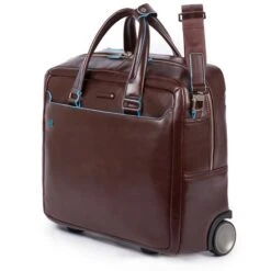 Piquadro Black Square Briefcase With Wheels Brown 6 Piquadro Black Square Briefcase With Wheels Brown -Mode Tassen Verkoopwinkel image 1266
