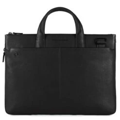 Piquadro Black Square Small Expandable Computer Bag 15.6" Black