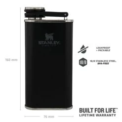 Stanley The Easy-Fill Wide Mouth Flask 0.23L Matte Black Pebble -Mode Tassen Verkoopwinkel image 9739